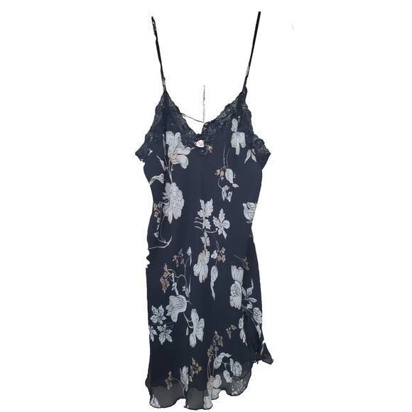 Linea Donatella Chiffon Floral Lace Sequined Applique Lined Slip Dress Sz Large - Picture 1 of 9